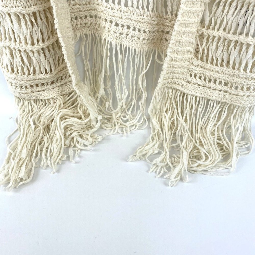 American Eagle Outfitters Cream Open-Knit Fringe Cardigan, Medium - Picture 3 of 5